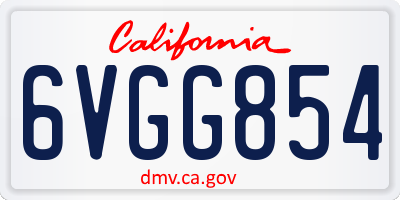 CA license plate 6VGG854
