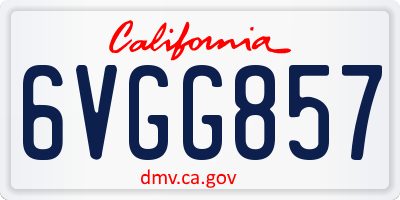 CA license plate 6VGG857