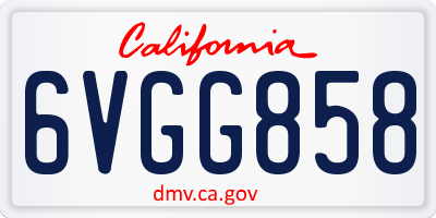 CA license plate 6VGG858