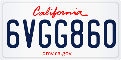 CA license plate 6VGG860