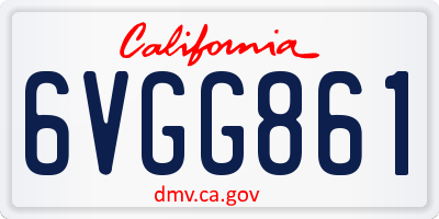 CA license plate 6VGG861