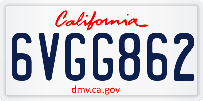 CA license plate 6VGG862