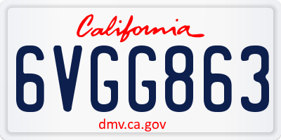 CA license plate 6VGG863