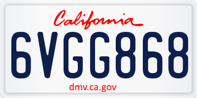 CA license plate 6VGG868