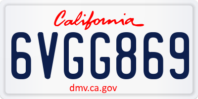 CA license plate 6VGG869