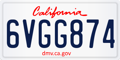 CA license plate 6VGG874