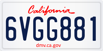 CA license plate 6VGG881