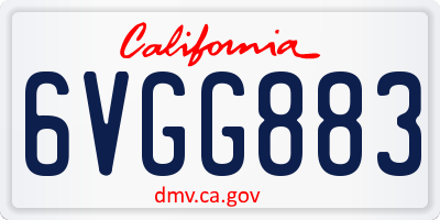 CA license plate 6VGG883