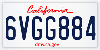 CA license plate 6VGG884