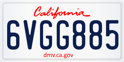 CA license plate 6VGG885