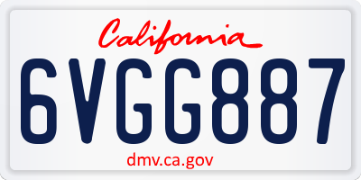 CA license plate 6VGG887