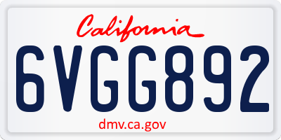 CA license plate 6VGG892