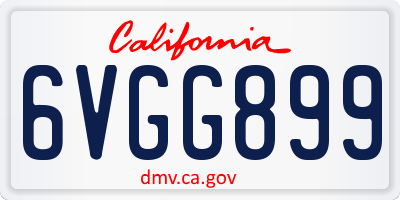 CA license plate 6VGG899