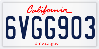 CA license plate 6VGG903