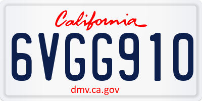 CA license plate 6VGG910