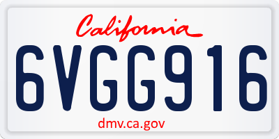 CA license plate 6VGG916