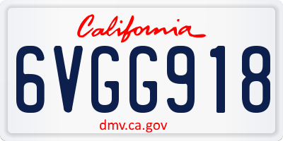 CA license plate 6VGG918