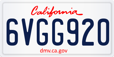 CA license plate 6VGG920