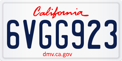 CA license plate 6VGG923