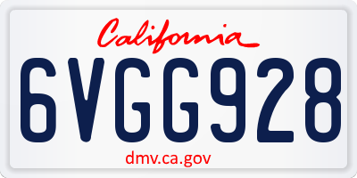 CA license plate 6VGG928