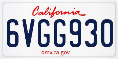 CA license plate 6VGG930