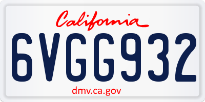 CA license plate 6VGG932