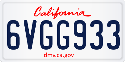 CA license plate 6VGG933