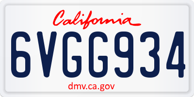 CA license plate 6VGG934