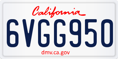 CA license plate 6VGG950