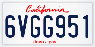CA license plate 6VGG951
