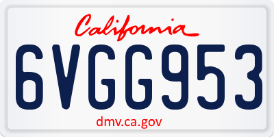 CA license plate 6VGG953