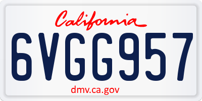 CA license plate 6VGG957