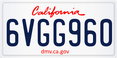 CA license plate 6VGG960