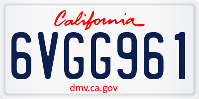 CA license plate 6VGG961