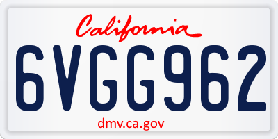 CA license plate 6VGG962
