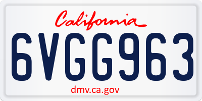 CA license plate 6VGG963