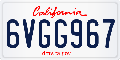CA license plate 6VGG967
