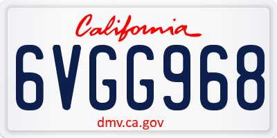 CA license plate 6VGG968