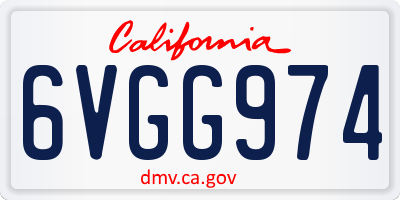 CA license plate 6VGG974