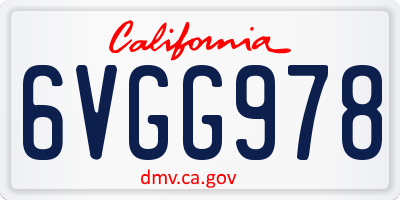 CA license plate 6VGG978