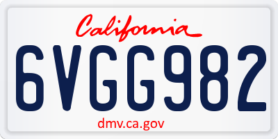 CA license plate 6VGG982