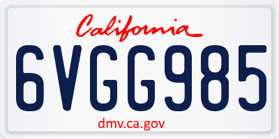 CA license plate 6VGG985