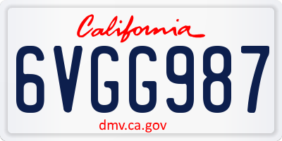 CA license plate 6VGG987
