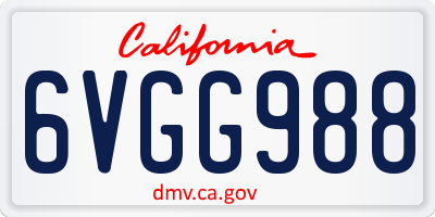 CA license plate 6VGG988