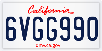 CA license plate 6VGG990