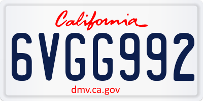 CA license plate 6VGG992