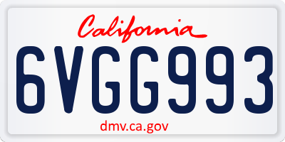 CA license plate 6VGG993