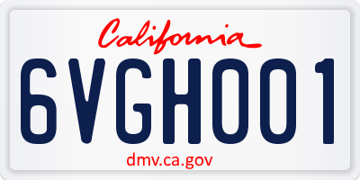 CA license plate 6VGH001