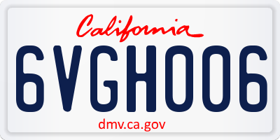 CA license plate 6VGH006