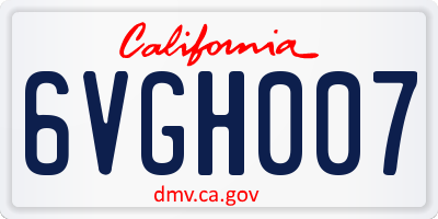 CA license plate 6VGH007